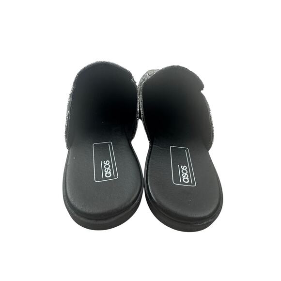 Asos Holiday Party Black Glitter Loafer Flats Womens 10 Snaffle Bit Slip Ons Fun - Picture 5 of 11